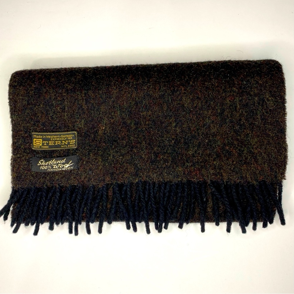 Vintage Stern’s Shetland Wool Handwoven Men’s Scarf Fringe Western Germany